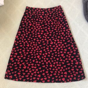 NASTY GAL black & red hearts midi skirt